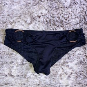 COPY - Victoria’s Secret Size Med Gold Hoop Black Bikini Bottoms! NWOT! NEVER W…